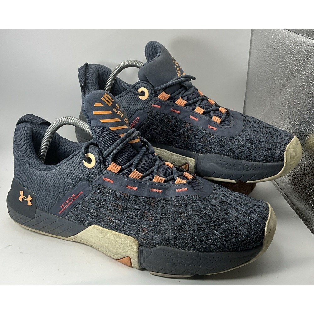 Under Armour UA Warp TriBase Reign 5 Training Shoes Navy Peach Sz 11 Womens